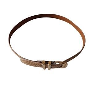 Jana Womens Tan Genuine Snakeskin Reptile Leather Belt with Gold Tone Buckle